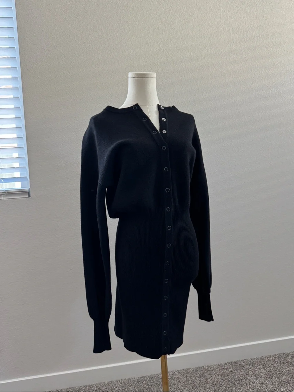 Xaden Wool Mix Knit Mini Dress - Black - Picture 4 of 6